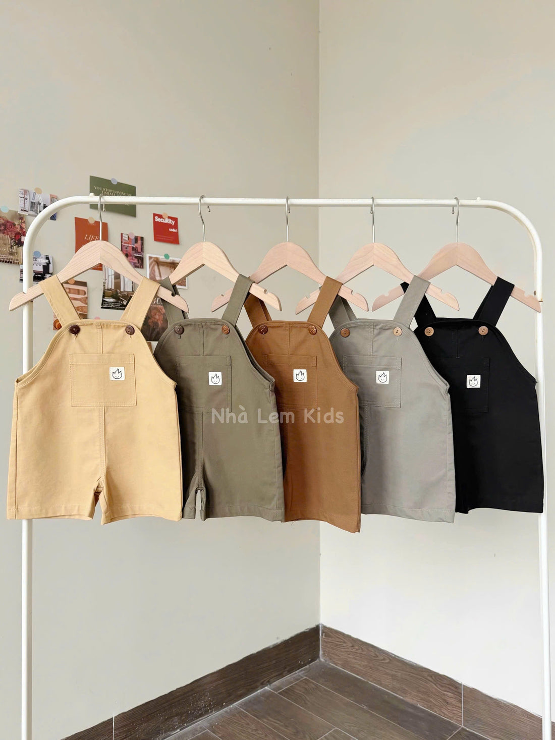 Yếm kaki vintage cho bé - Nhà Lem Kids